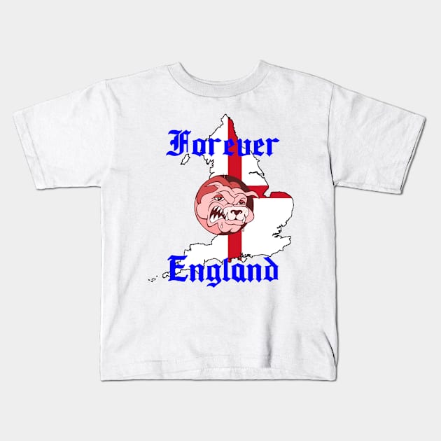 Forever England Tee shirt design football rugby Kids T-Shirt by Mightyfineart